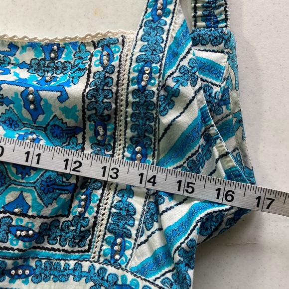 Joie Blue & White Boho Tiered Maxi Sundress with Halter Back - Picture 7 of 10